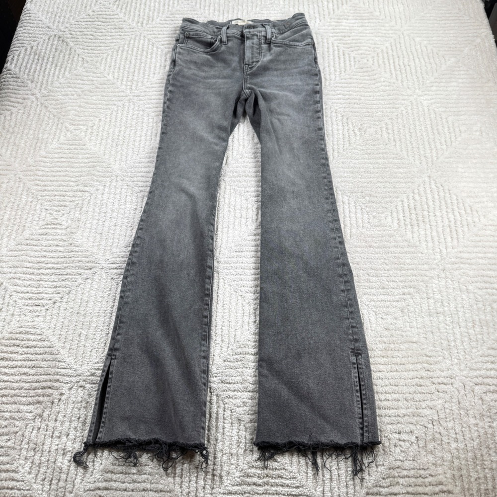 Madewell Kick Out Full Length Jeans Womens 24 Gray Flare Grunge Goth Edgy DM7937